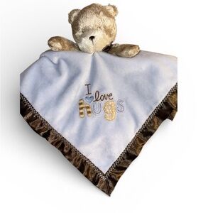 Carter's Child Of Mine Bear I LOVE HUGS Lovey Blue Plush Security Blanket